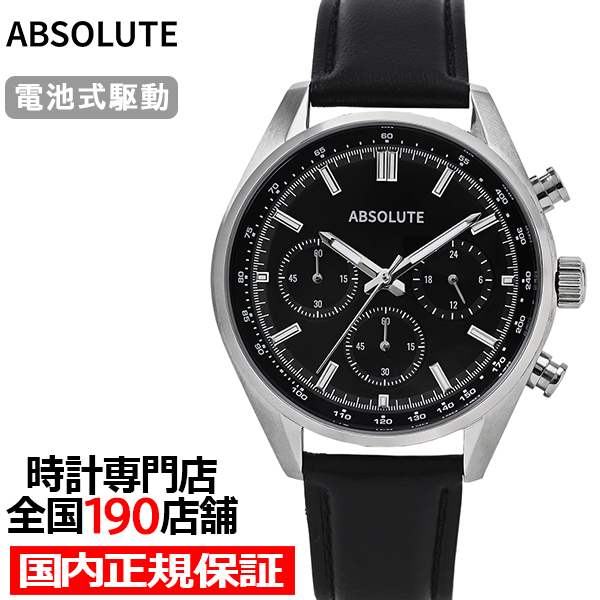 アブソリュート クロノグラフ AB002-BK メンズ 腕時計 クオーツ 電池式 ブラックダイヤル ...