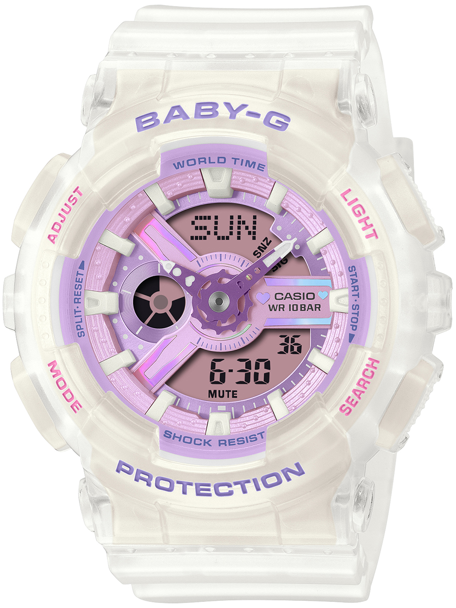 BABY-G プリズムドリーミーカラー BA-110PS-7AJF レディース 腕時計 電池式 アナデジ 半透明 樹脂バンド パープル 国内正規品 カシオの画像