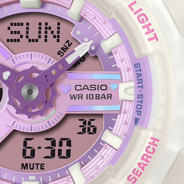 BABY-G プリズムドリーミーカラー BA-110PS-7AJF レディース 腕時計 電池式 アナデジ 半透明 樹脂バンド パープル 国内正規品 カシオの画像