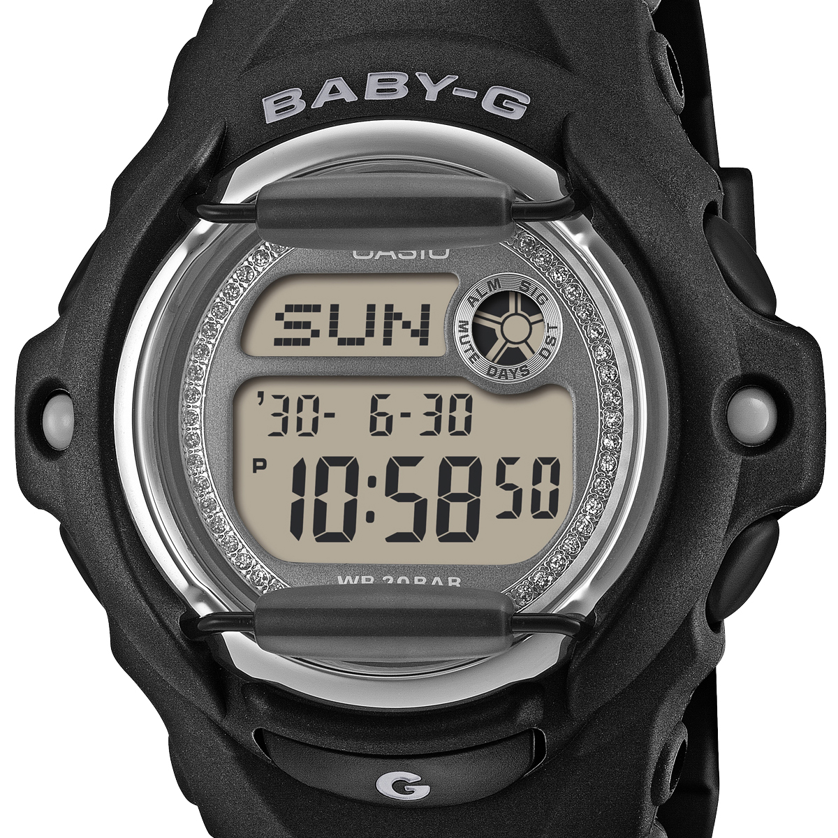 5月15日発売 BABY-G グリッターダイヤル BG-169KB-1JF レディース 腕時計 電池式 デジタル 樹脂バンド フロントプロテクター ブラック 国内正規品 カシオの画像