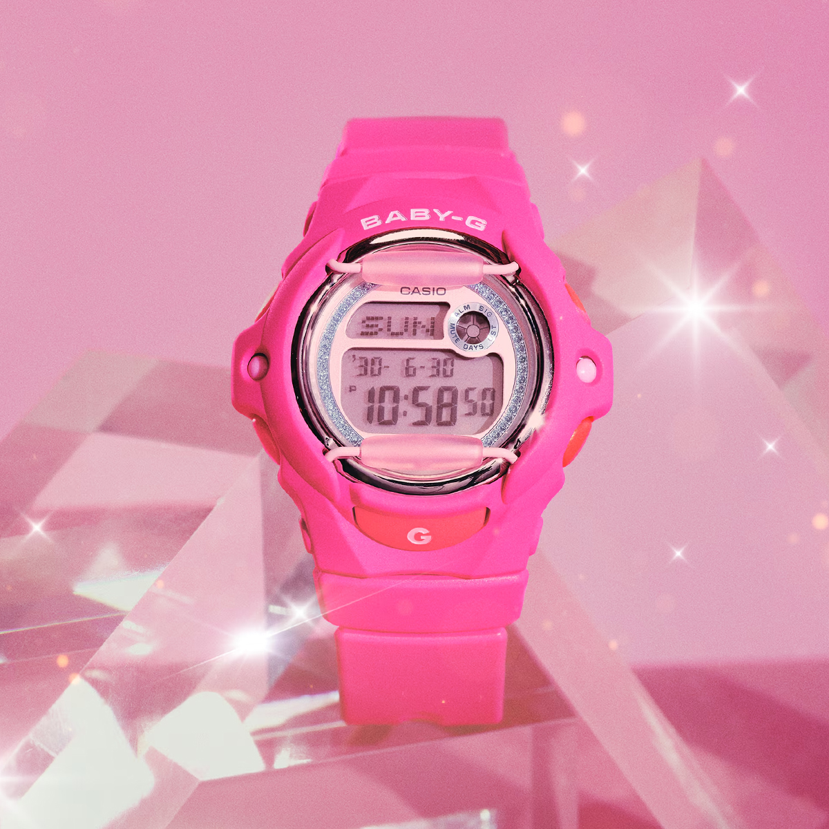 5月15日発売 BABY-G グリッターダイヤル BG-169KB-4B1JF レディース 腕時計 電池式 デジタル 樹脂バンド フロントプロテクター ピンク 国内正規品 カシオの画像