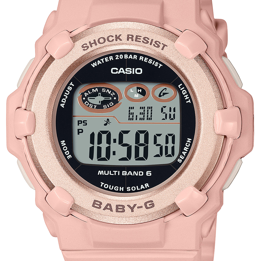4月6日発売 BABY-G 電波ソーラー デジタル 薄型 ラウンドフェイス BGR-3003NC-4JF レディース 腕時計 樹脂バンド ピンク  国内正規品 カシオ