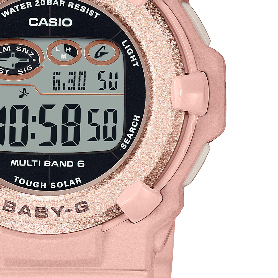 4月6日発売 BABY-G 電波ソーラー デジタル 薄型 ラウンドフェイス BGR-3003NC-4JF レディース 腕時計 樹脂バンド ピンク  国内正規品 カシオ