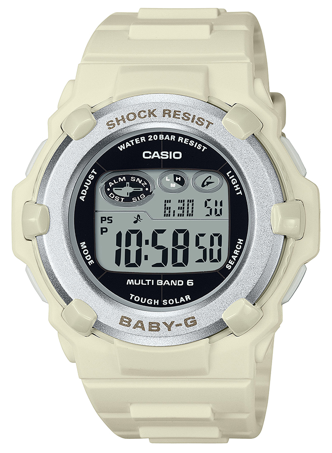 4月6日発売 BABY-G 電波ソーラー デジタル 薄型 ラウンドフェイス BGR-3003NC-7JF レディース 腕時計 樹脂バンド ホワイト  国内正規品 カシオ