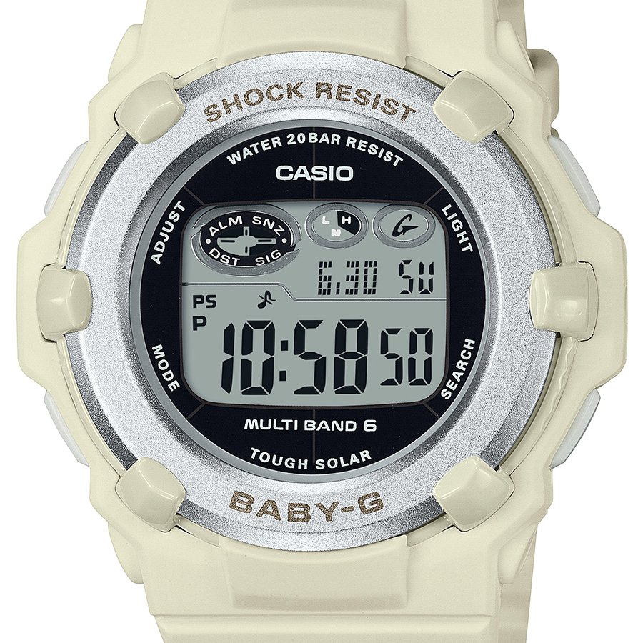 4月6日発売 BABY-G 電波ソーラー デジタル 薄型 ラウンドフェイス BGR-3003NC-7JF レディース 腕時計 樹脂バンド ホワイト  国内正規品 カシオ