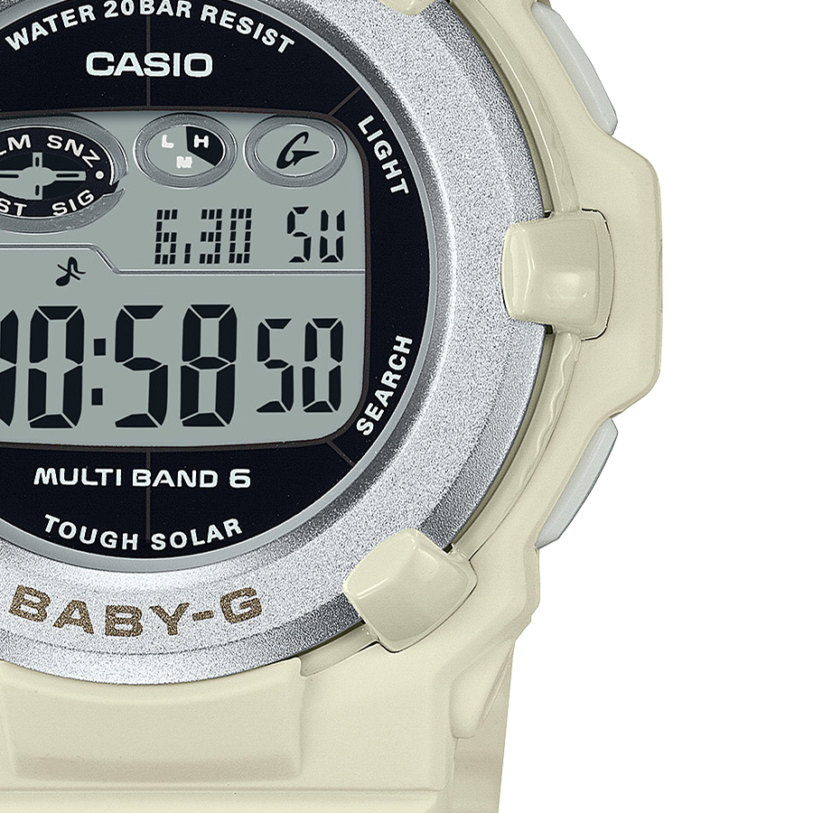 4月6日発売 BABY-G 電波ソーラー デジタル 薄型 ラウンドフェイス BGR-3003NC-7JF レディース 腕時計 樹脂バンド ホワイト  国内正規品 カシオ