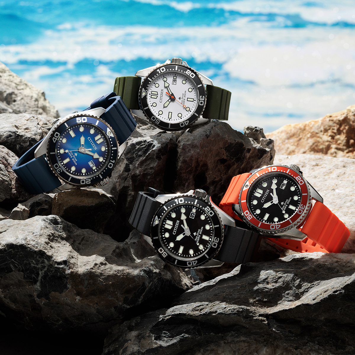 稼働品 CITIZEN メンズ 腕時計 クロノグラフ タキメーター コンビブレス PROMASTER 7月16日発売 シチズン プロマスター マリンシリーズ エコ