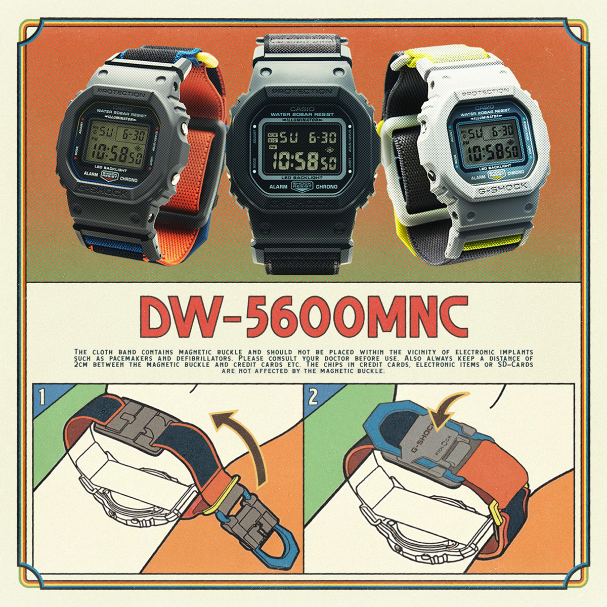 G-SHOCK FIDLOCK マグネティック クロスバンド DW-5600MNC-8A2JF