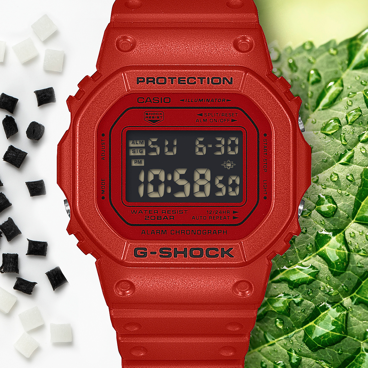 G-SHOCK CASIO デジタル 腕時計 レッド G-SHOCK 12月5日発売 アイコニック レッド ブラックアクセント DW