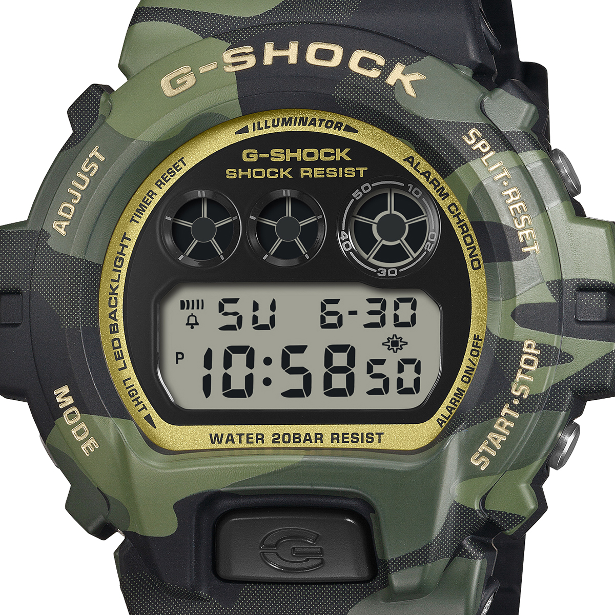 G-SHOCK 6月19日発売 ボールドカモシリーズ カモ & ゴールド DW
