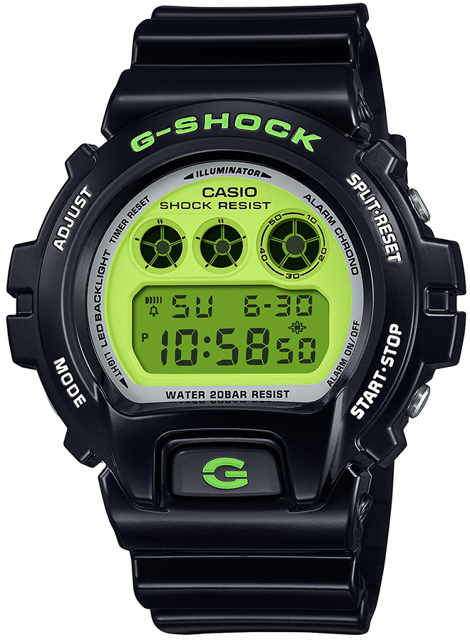 電池交換済 G-SHOCK カシオ CASIO 腕時計 デジタル グリーン G-SHOCK CRAZY COLORS 2024 ブラック ライムグリーン DW-6900RCS-1JF