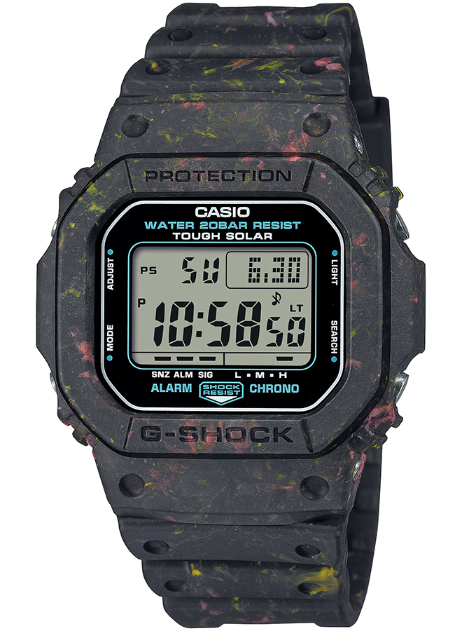 4月6日発売 G-SHOCK 5600シリーズ 廃棄樹脂 リサイクル G-5600BG-1JR メンズ 腕時計 ソーラー デジタル 樹脂バンド  マッドブラック 国内正規品 カシオ