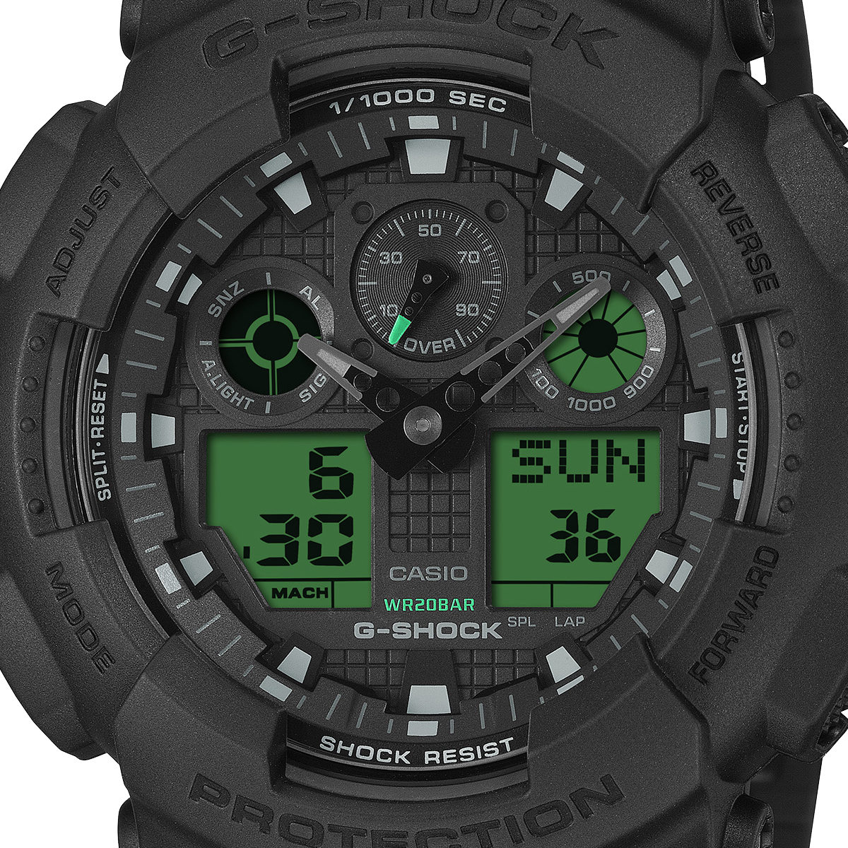 G-SHOCK ブラック&エレクトログリーン GA-100BEG-1AJF メンズ 腕時計