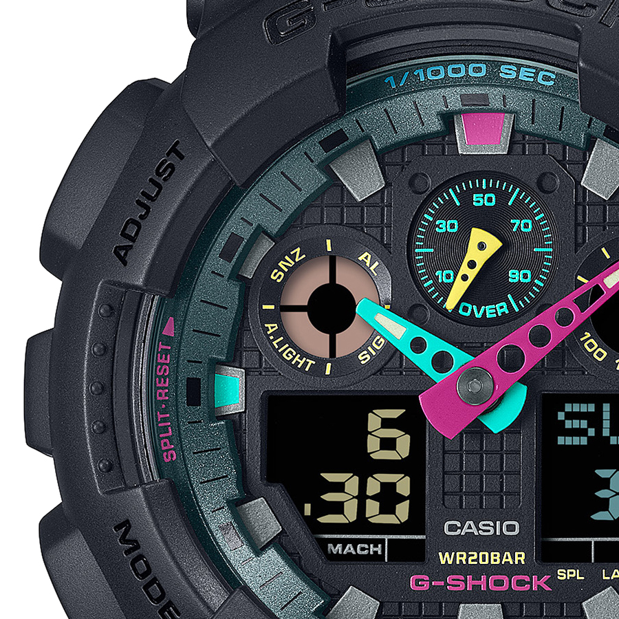 G-SHOCK Multi Fluorescent color 蛍光色デザイン GA-100MF-1AJF メンズ 腕時計 電池式 ビッグケース アナデジ 反転液晶 国内正規品 カシオ｜theclockhouse｜04