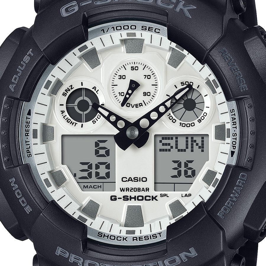 G-SHOCK ブラック&ブリリアントホワイト GA-100WD-1AJF メンズ 腕時計