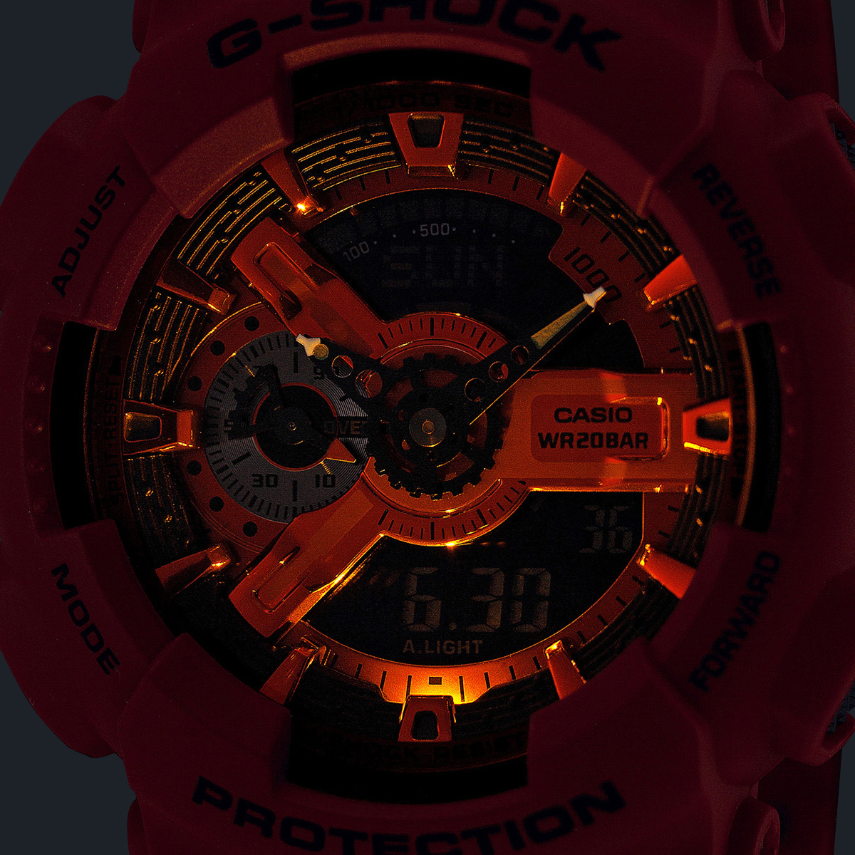 G-SHOCK アイコニック レッド ブラックアクセント GA-110RRB-4AJF メンズ 腕時計 電池式 ビッグケース アナデジ 反転液晶 国内正規品 カシオの画像