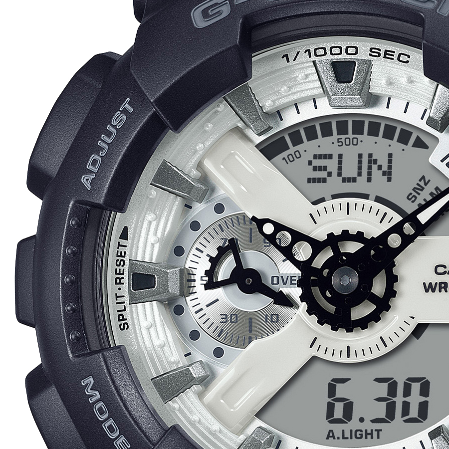 G-SHOCK ブラック&ブリリアントホワイト GA-110WD-1AJF メンズ 腕時計 電池式 ビッグケース アナデジ 樹脂バンド 国内正規品 カシオの画像