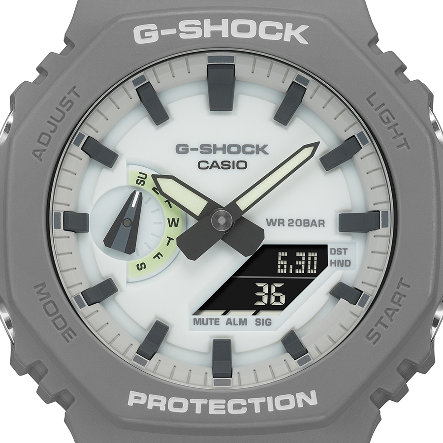 G-SHOCK HIDDEN GLOW 蓄光フェイス GA-2100HD-8AJF メンズ 腕時計 電池式 アナデジ オクタゴン グレー 反転液晶  国内正規品 カシオ