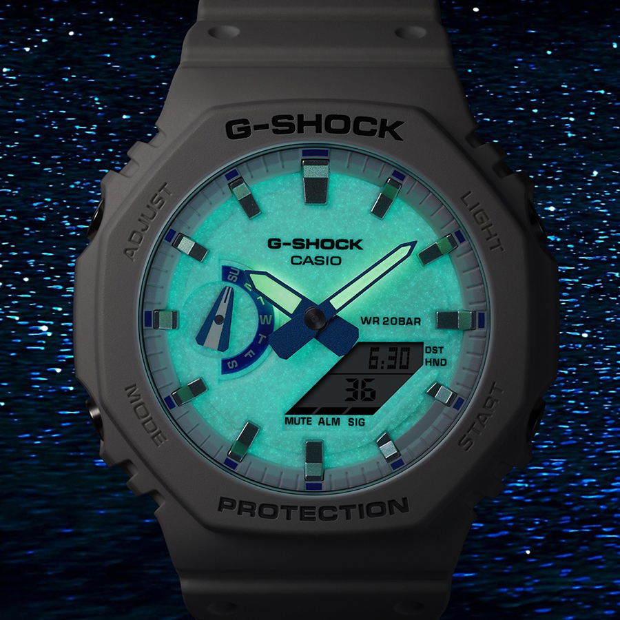 G-SHOCK HIDDEN GLOW 夏の海 夜光虫 ブルー 蓄光フェイス GA-2100HDS