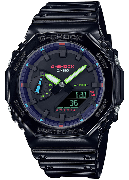 G-SHOCK ヴァーチャルレインボー Gamer’s RGBシリーズ GA-2100RGB-1AJF メンズ 腕時計 電池式 反転液晶 国内正規品 カシオ｜theclockhouse｜02