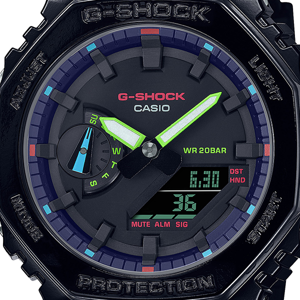 G-SHOCK ヴァーチャルレインボー Gamer’s RGBシリーズ GA-2100RGB-1AJF メンズ 腕時計 電池式 反転液晶 国内正規品 カシオ｜theclockhouse｜03