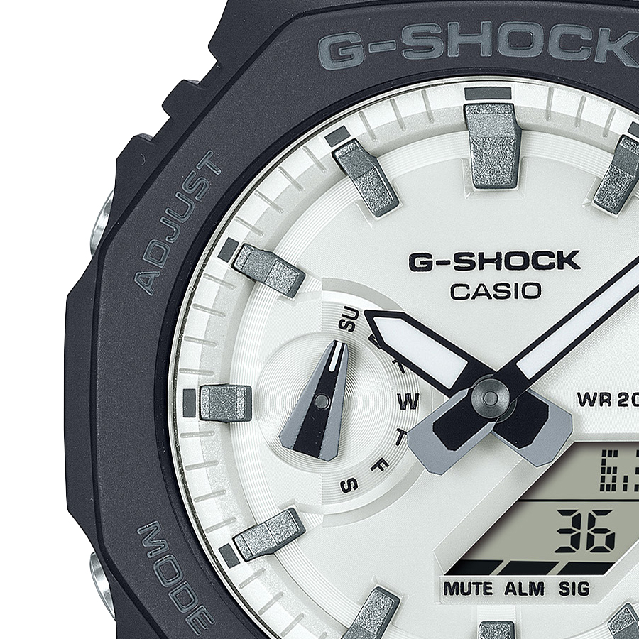 G-SHOCK ブラック&ブリリアントホワイト GA-2100WD-1AJF メンズ 腕時計