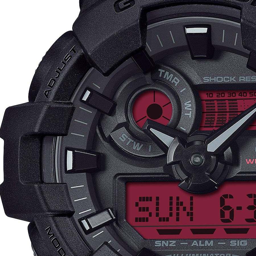 G-SHOCK ブラック&ボールドレッド GA-700BBR-1AJF メンズ 腕時計 電池