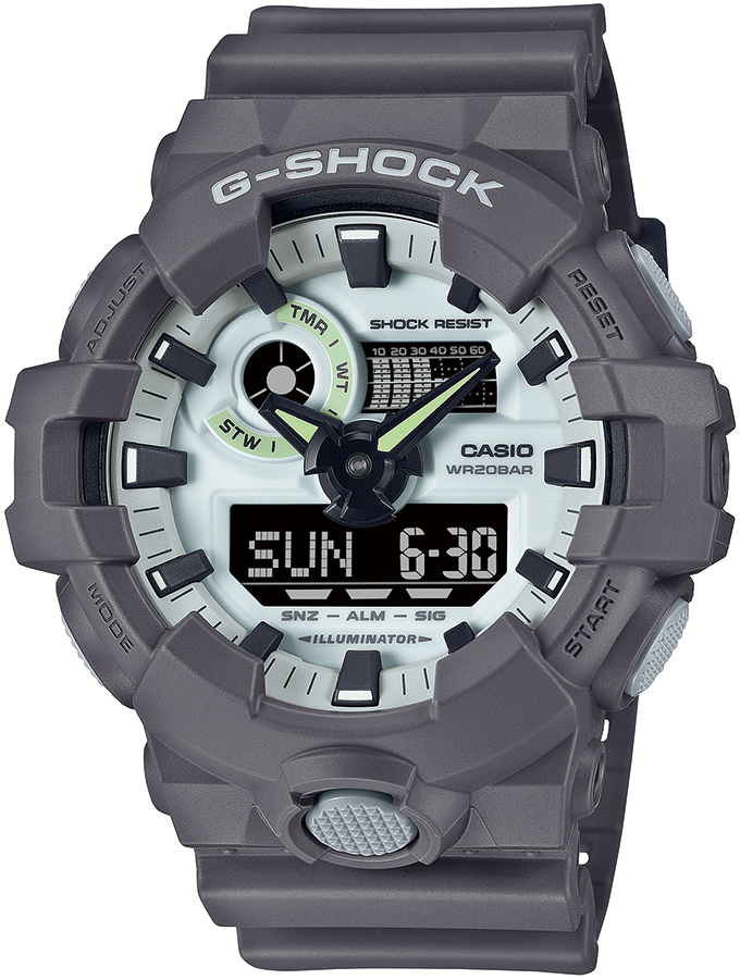 G-SHOCK HIDDEN GLOW 蓄光フェイス GA-700HD-8AJF メンズ 腕時計 電池式 アナデジ グレー 反転液晶 国内正規品 カシオ｜theclockhouse｜02