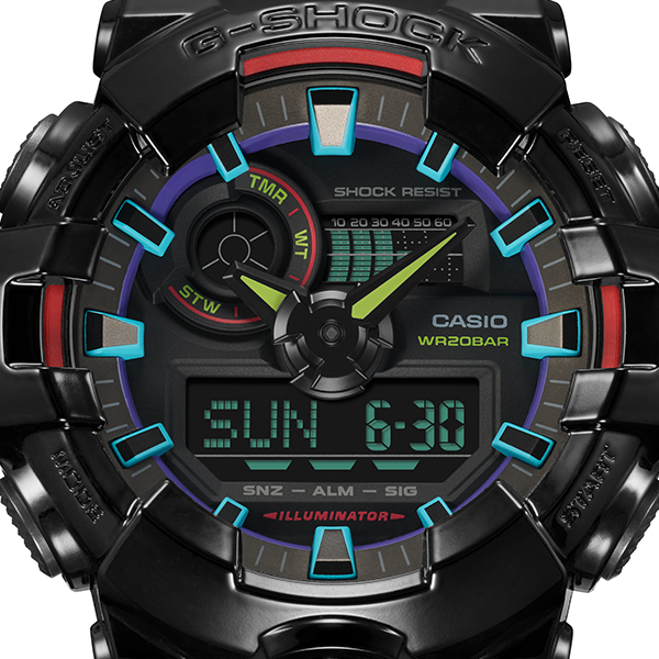 G-SHOCK ヴァーチャルレインボー Gamer’s RGBシリーズ GA-700RGB-1AJF メンズ 腕時計 電池式 アナデジ 反転液晶 国内正規品 カシオ｜theclockhouse｜03