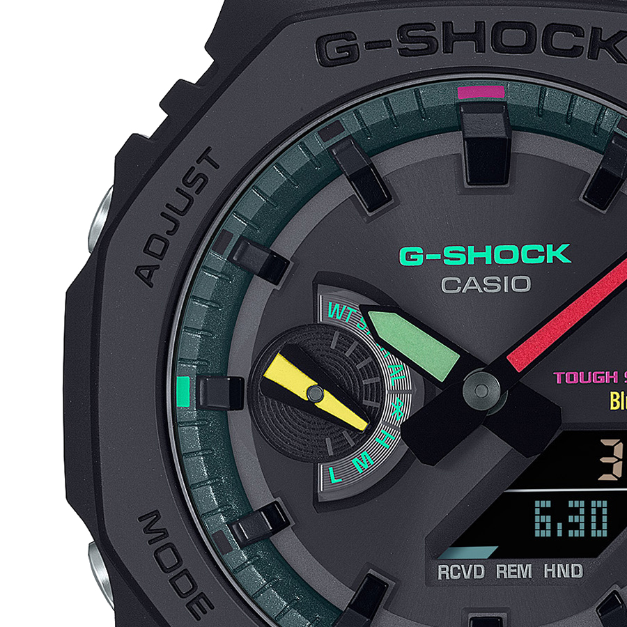 4月6日発売 G-SHOCK Multi Fluorescent color 蛍光色デザイン GA-B2100MF-1AJF メンズ 腕時計 ソーラー Bluetooth アナデジ 反転液晶 ブラック 国内正規品｜theclockhouse｜04