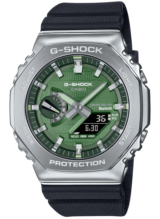 G-SHOCK メタルカバード 2100 GBM-2100A-1A3JF メンズ 腕時計 ソーラー Bluetooth オクタゴン アナデジ  樹脂バンド グリーン 国内正規品 カシオ