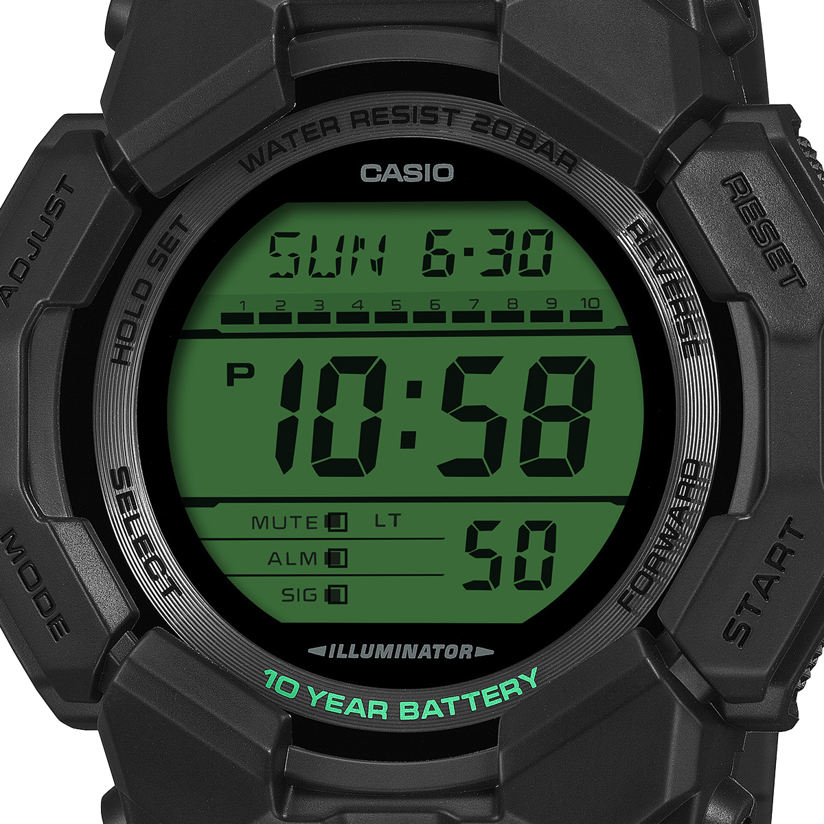 G-SHOCK デジタル腕時計 ブラック/グリーン G-SHOCK「ブラック×エレクトログリーン」の新シリーズ、暗闇で点灯
