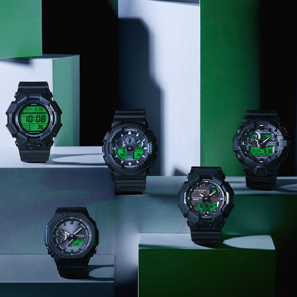 G-SHOCK 4月10日発売 ブラック&エレクトログリーン 10年バッテリー