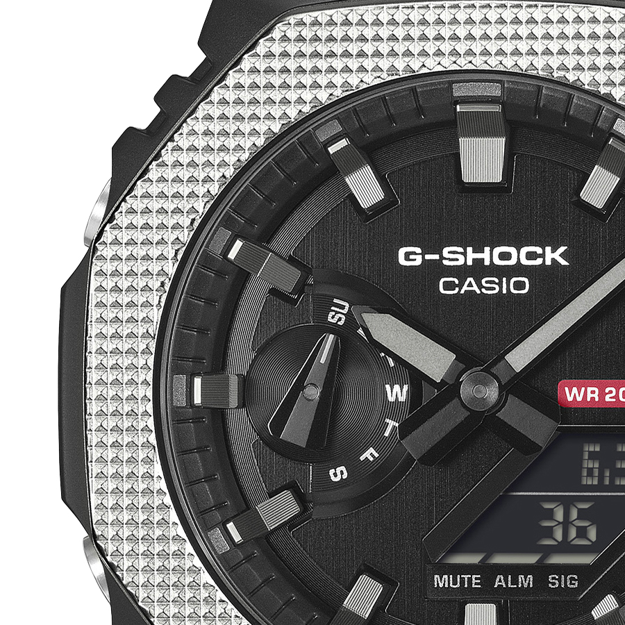 G-SHOCK メタルカバード チェッカリングパターン GM-2100BM-1AJF メンズ 腕時計 電池式 アナデジ オクタゴン 反転液晶 国内正規品 カシオの画像
