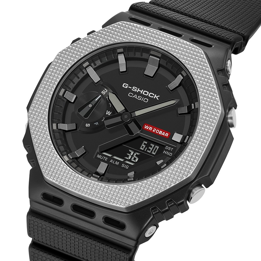 G-SHOCK メタルカバード チェッカリングパターン GM-2100BM-1AJF メンズ 腕時計 電池式 アナデジ オクタゴン 反転液晶 国内正規品 カシオの画像