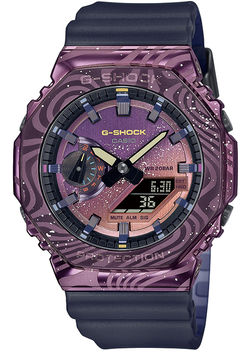 G-SHOCK メタルカバード ミルキーウェイギャラクシー 天の川銀河 GM-2100MWG-1AJR メンズ 腕時計 電池式 アナデジ パープル カシオ 国内正規品｜theclockhouse｜02