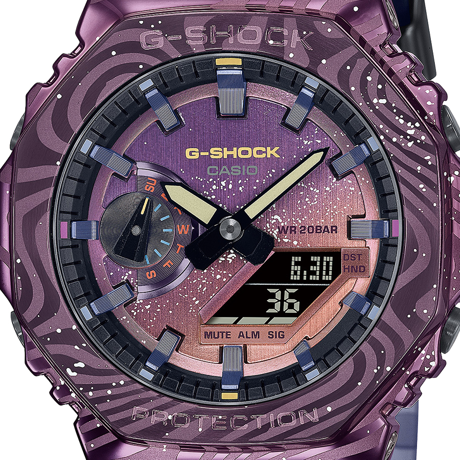 G-SHOCK メタルカバード ミルキーウェイギャラクシー 天の川銀河 GM-2100MWG-1AJR メンズ 腕時計 電池式 アナデジ パープル  カシオ 国内正規品