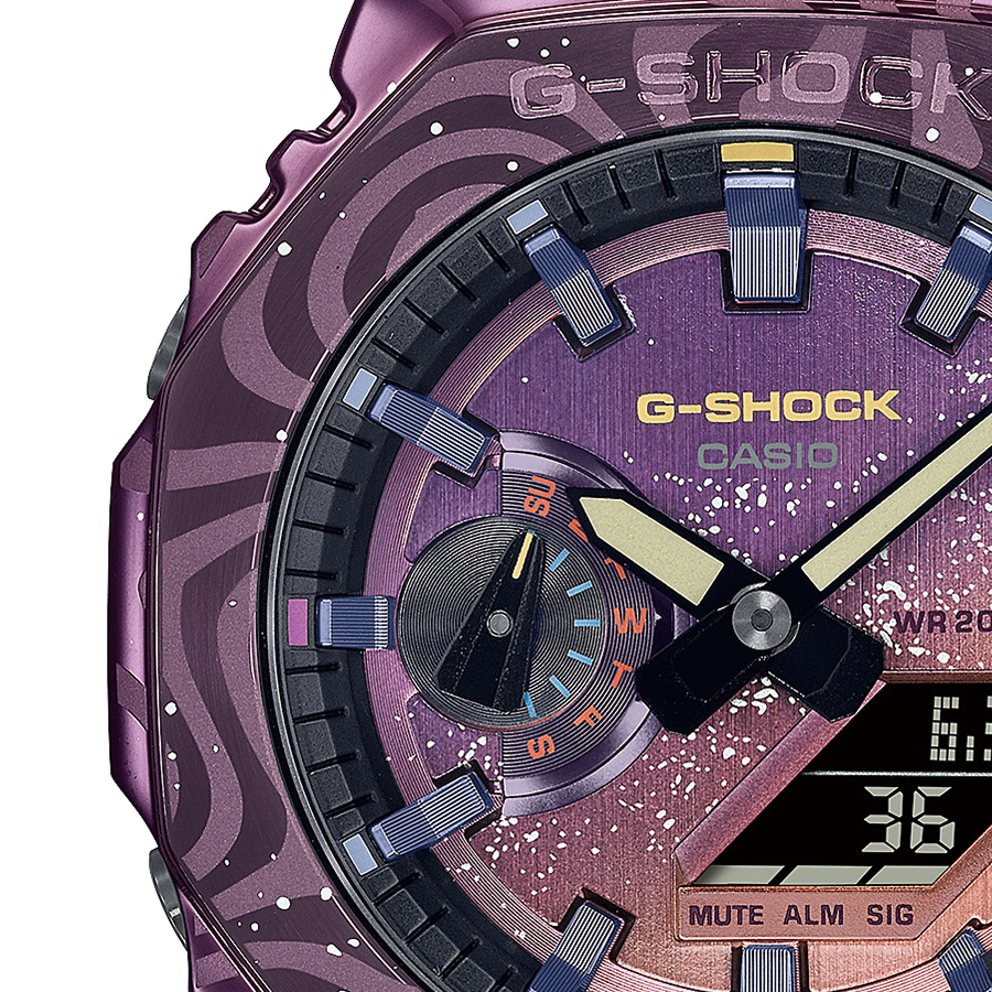 G-SHOCK メタルカバード ミルキーウェイギャラクシー 天の川銀河 GM-2100MWG-1AJR メンズ 腕時計 電池式 アナデジ パープル カシオ 国内正規品｜theclockhouse｜04