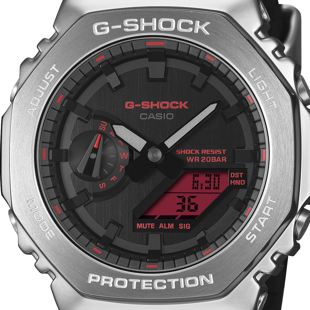 G-SHOCK メタルカバード ファインメタリック シルバー GM-2100YRA-8AJF メンズ 腕時計 電池式 オクタゴン カラー液晶 国内正規品 カシオの画像
