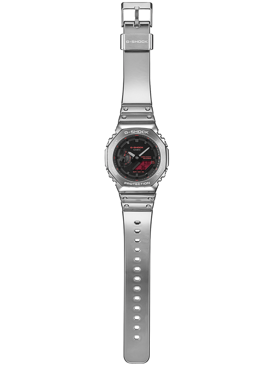 G-SHOCK メタルカバード ファインメタリック シルバー GM-2100YRA-8AJF メンズ 腕時計 電池式 オクタゴン カラー液晶 国内正規品 カシオの画像