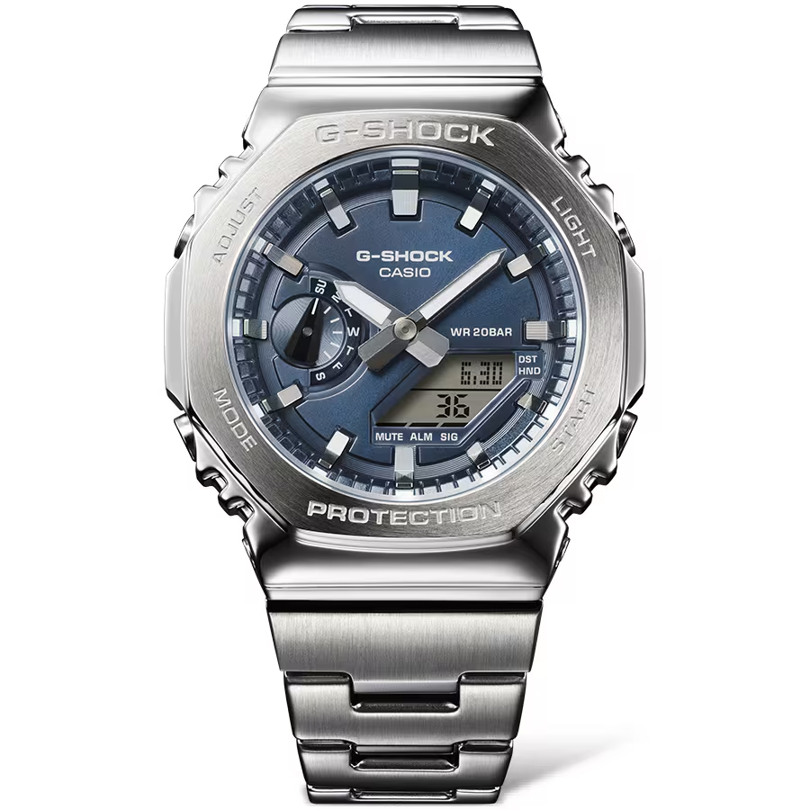 G-SHOCK メタルカバード GM-2110D-2BJF メンズ 腕時計 電池式 アナデジ オクタゴン メタルバンド ネイビー 国内正規品 カシオの画像
