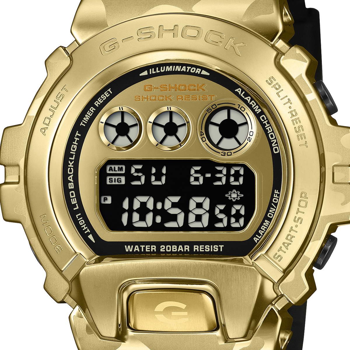 稼働 新品電池 G-SHOCK ガルフマスター ゴールドベゼル 箱説タグ付 G-SHOCK 6月19日発売 メタルカバード ボールドカモ カモ & ゴールド GM