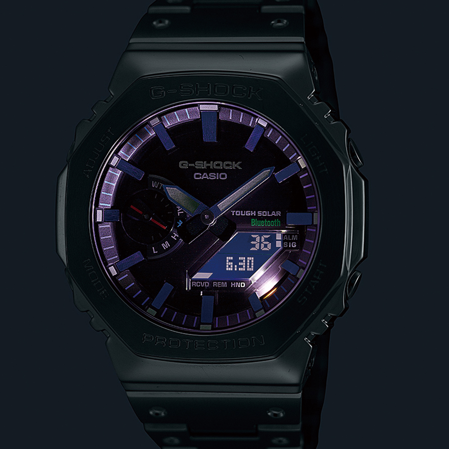 G-SHOCK フルメタル レインボーカラー アクセント GM-B2100PC-1AJF メンズ 腕時計 ソーラー Bluetooth オクタゴン シルバー 日本製 国内正規品 カシオ｜theclockhouse｜06