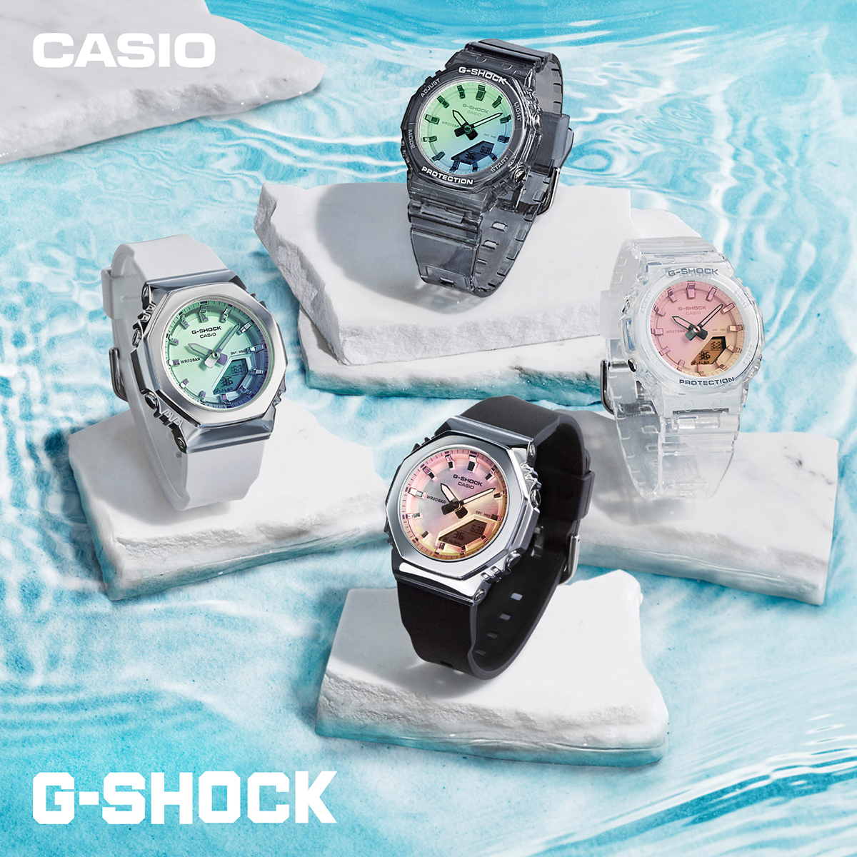 G-SHOCK ミッドサイズ メタルカバード サマーリフレクション ピンク GM