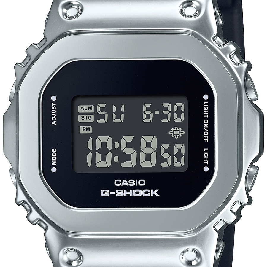 G-SHOCK ミッドサイズ メタルカバード 5600 GM-S5600U-1JF メンズ レディース 腕時計 電池式 デジタル スクエア シルバー  反転液晶 国内正規品