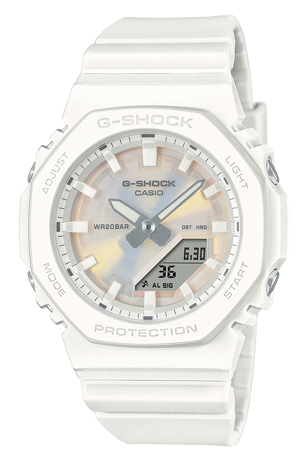 G-SHOCK デジタル腕時計 ホワイト カシオ G-SHOCK GMA-P2100-7AJF ホワイト ミッドサイズ 薄型 針