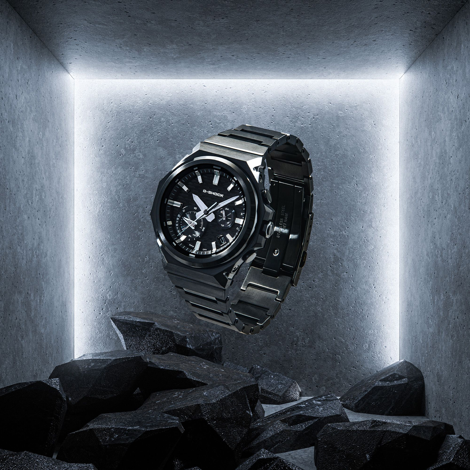 6月5日発売 G-SHOCK G-STEEL スリークスタイル ブラックIPモデル GST-B1000BD-1AJF メンズ 腕時計 ソーラー Bluetooth アナログ 小型 国内正規品 カシオの画像
