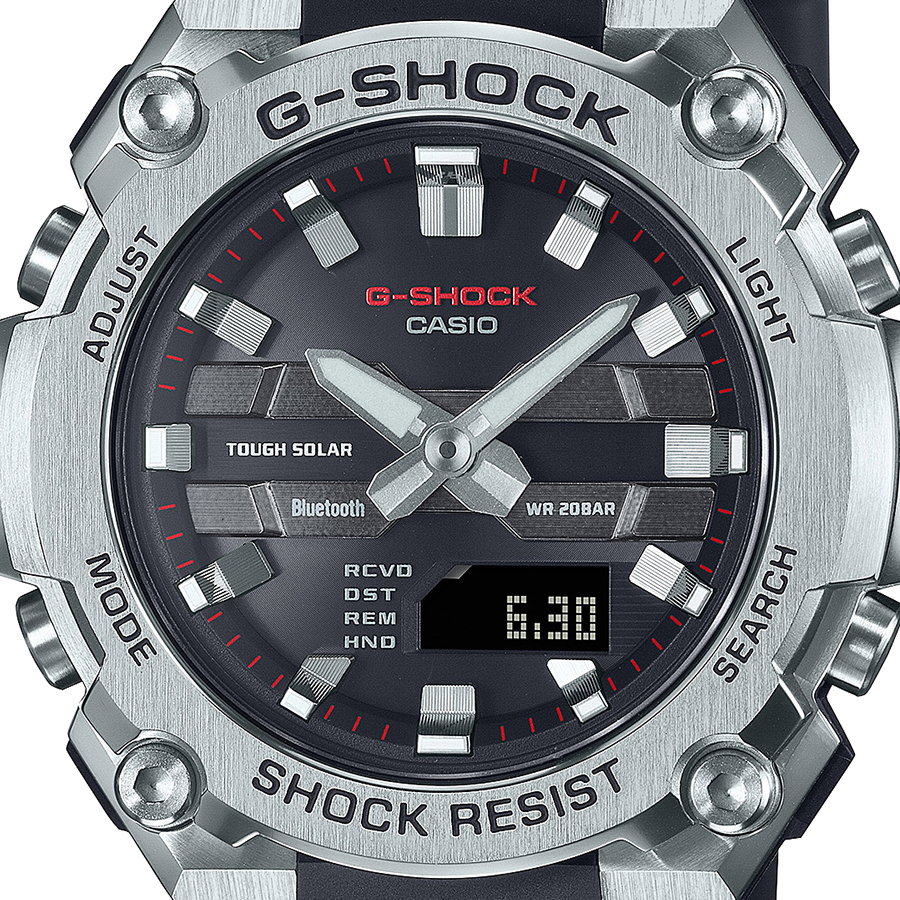 G-SHOCK G-STEEL 小型モデル GST-B600-1AJF メンズ 腕時計 ソーラー Bluetooth アナデジ 樹脂バンド シルバー ブラック 反転液晶 国内正規品｜theclockhouse｜03