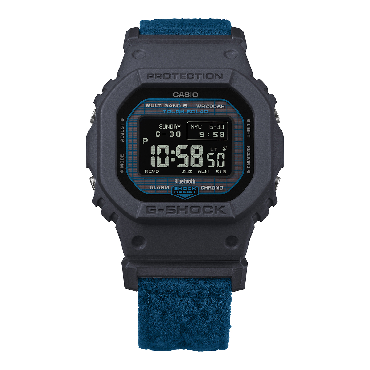 G-SHOCK 5600 廃漁網リサイクル クロスバンド GW-BX5600CBG-2JR メンズ 腕時計 電波ソーラー Bluetooth デジタル MIP液晶 国内正規品 カシオの画像