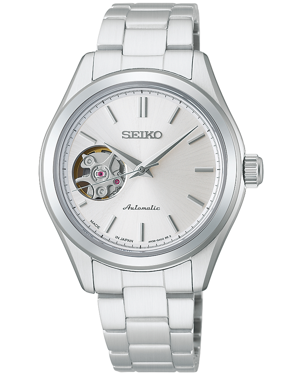 x*n様 SEIKO 自動巻 オープンハート サファイアガラス セイコー「プレザージュ」、72時間駆動の機械式オープンハート＆チタン